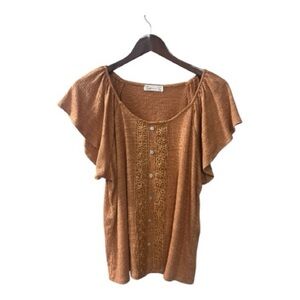 89TH + Madison Coral Short Flow Sleeve Blouse Size L Women